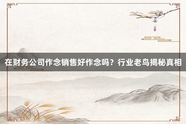 在财务公司作念销售好作念吗？行业老鸟揭秘真相