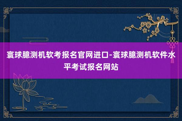 寰球臆测机软考报名官网进口-寰球臆测机软件水平考试报名网站