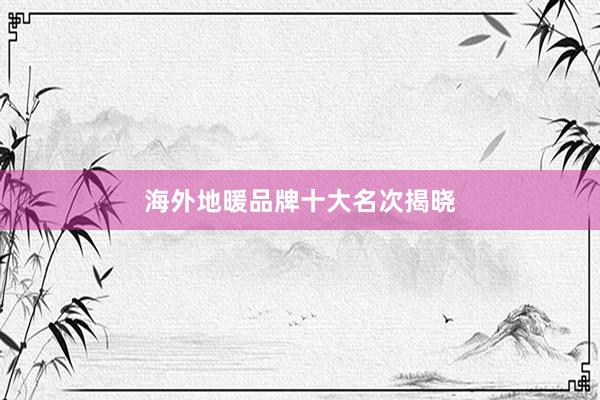 海外地暖品牌十大名次揭晓